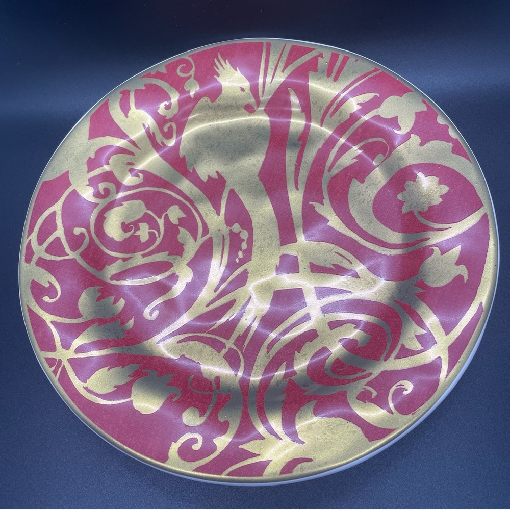 Pottery Barn Tabletop Jewel Red/Gold Plate 9" Diameter